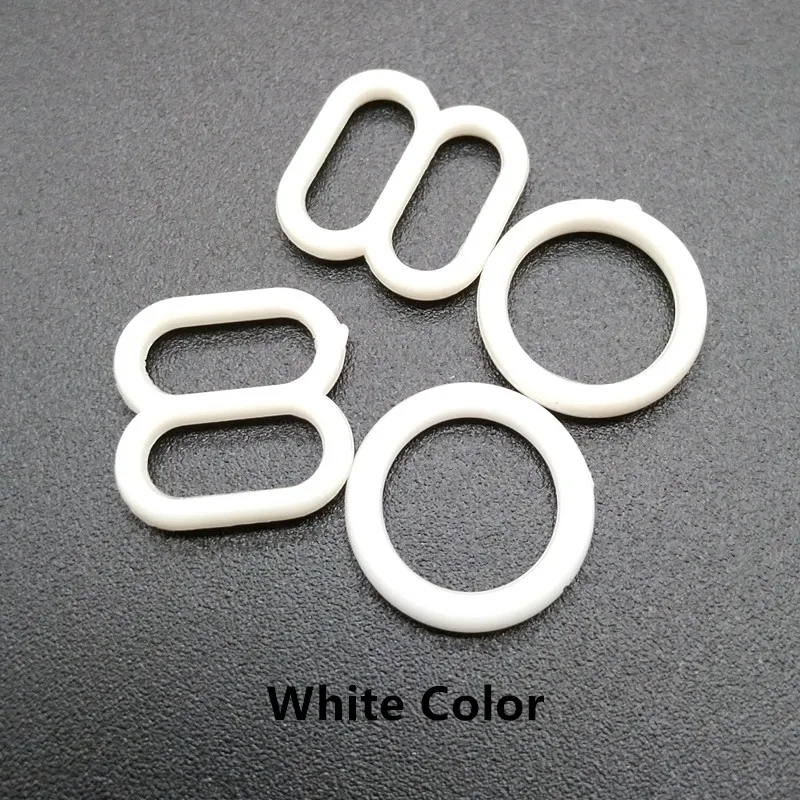 8mm White bra strap adjuster,  plastic ring and slider bra accessories