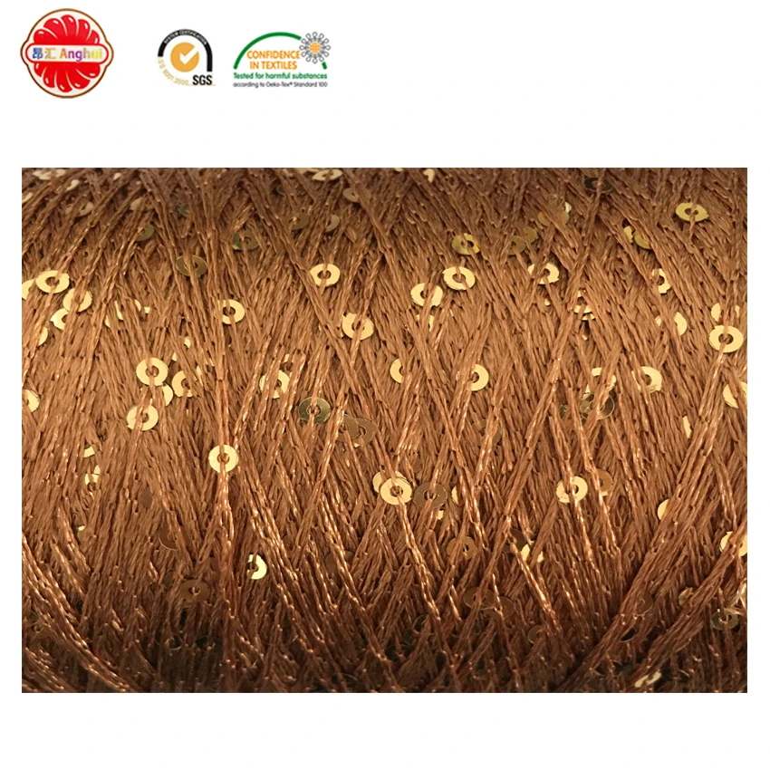 100% Polyester Knitting Sequin Thread Yarn Cheap Wholesale Knitting Wool With Sequins