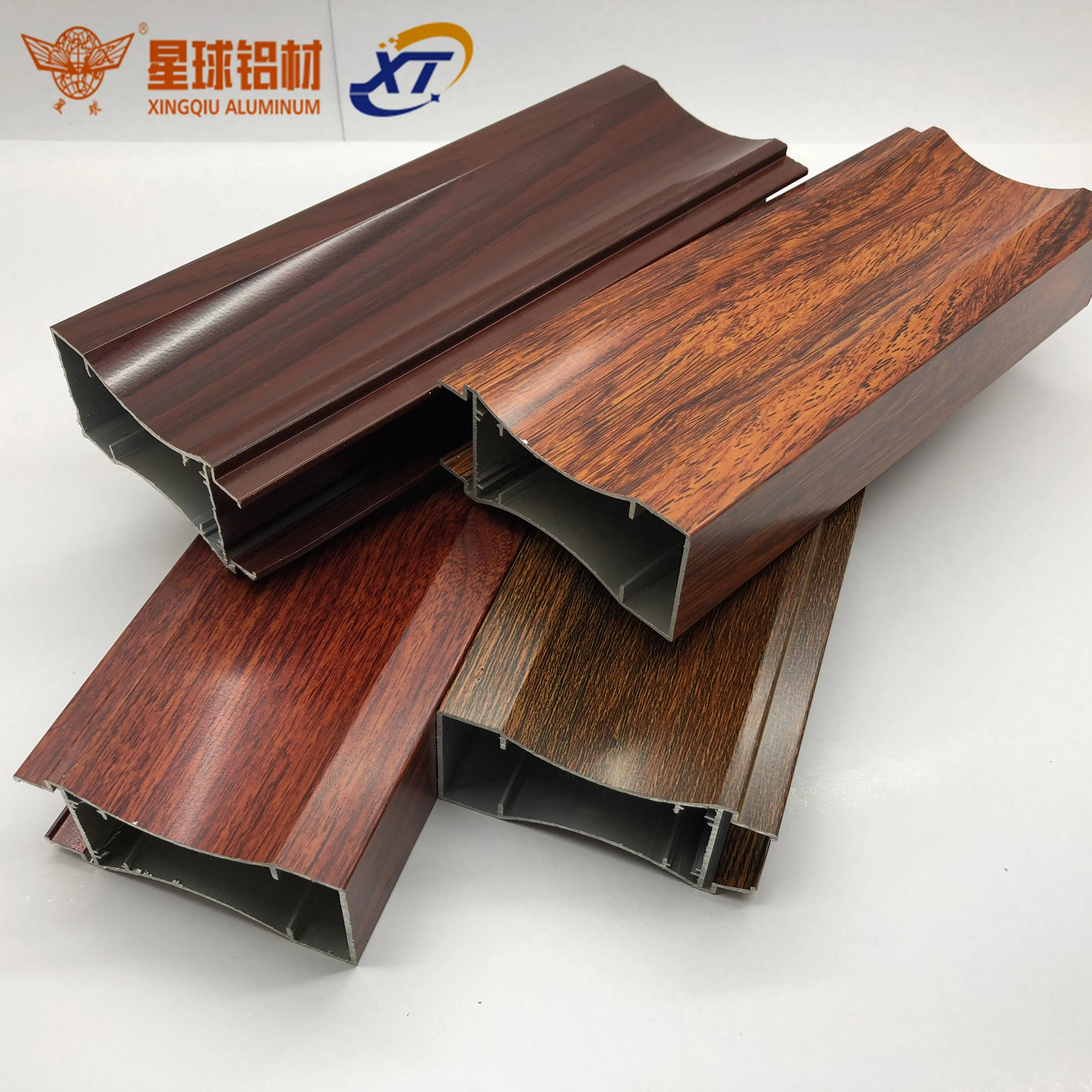 High Quality wood grain color extruded aluminium profiles for furniture use