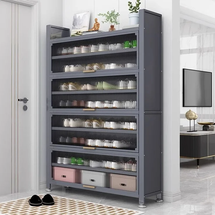 White Grey Home Show Space-Saving Shoe Rack Holder & Stand Cabinet Locker for Shoes Corner Chest Organizer
