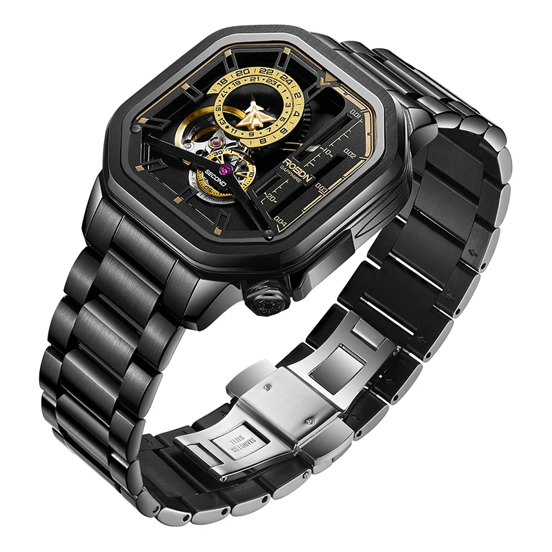 Sample Available Private Label Mechanical Watches 5 ATM Chronograph Design Skeleton Automatic Mechanical Watch