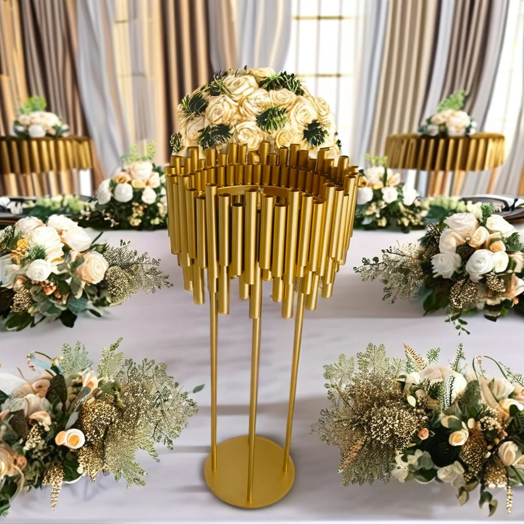 Hot sale Gold Metal Floor Candle Holder Stand Centerpiece Table Candelabra Centerpiece for Wedding Party Decor