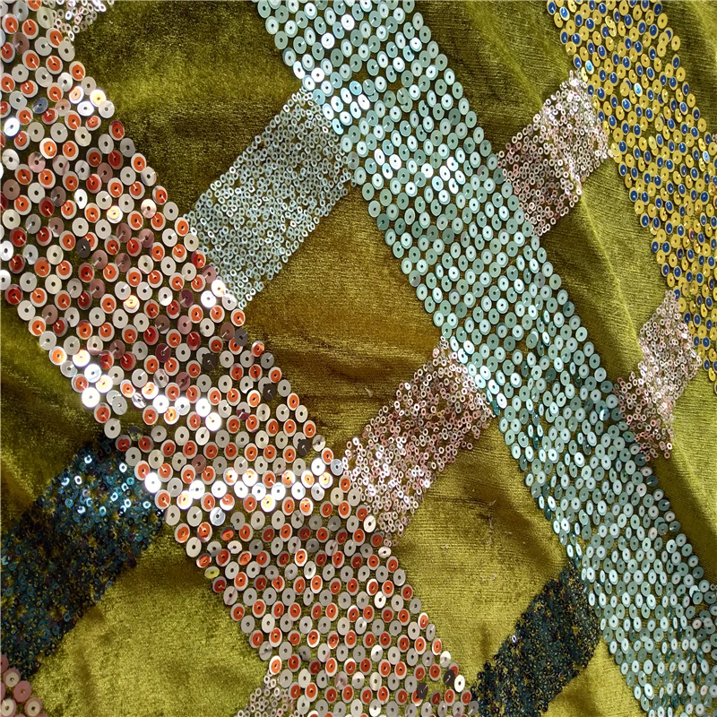 2023 new product multi color velvet base sequin wedding fabric dress for dress