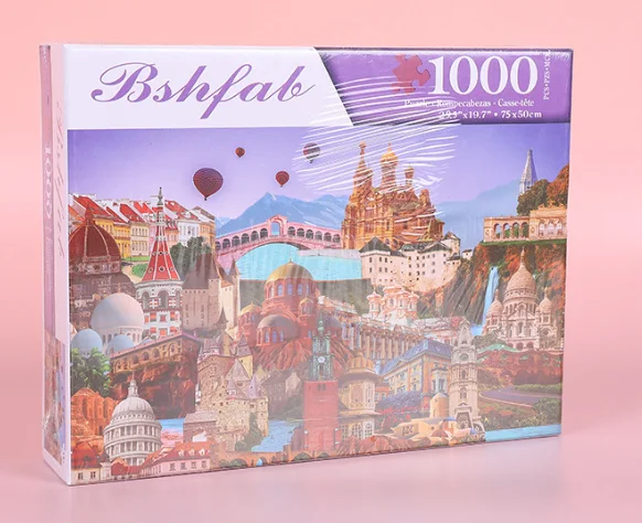 1000 pieces flat white cardboard jigsaw puzzle hot sale landscape oil painting sketch jigsaw puzzle youth educational toys