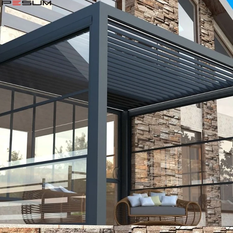 Cheap Outdoor Wall Mounted Electric Louvered Roof Metal Aluminum Canopy Gazebos Pergola