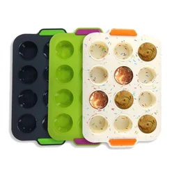 Microwave Safe 12 Cup Silicone Muffin pan,Non-Stick Silicone baking pan,silicone cupcake mold