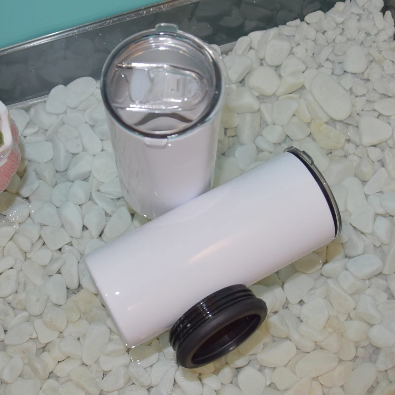 12 oz Stainless Steel vasos insulados Double Wall Vacuum Slim Beer Sublimation Straight Skinny Tumbler Can Cooler with Lid