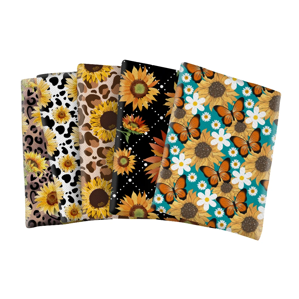Leopard print sunflower Printed Twill Fabric Waterproof Breathable Design Curtain Decoration
