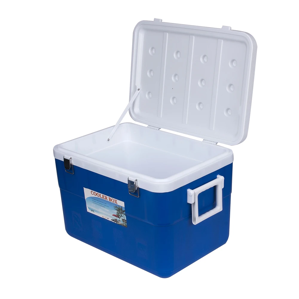 PP Plastic 45L Food Cooler Square Box Portable Transport Coolbox Ice Brick Booler Beer Cooler Box