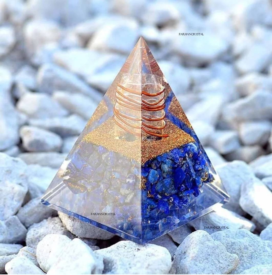 orgone pyramid lapislazuli with crystal point big pyramid Nubian orgonepyramid,EMF Protection wholesale chakra reiki pyramid