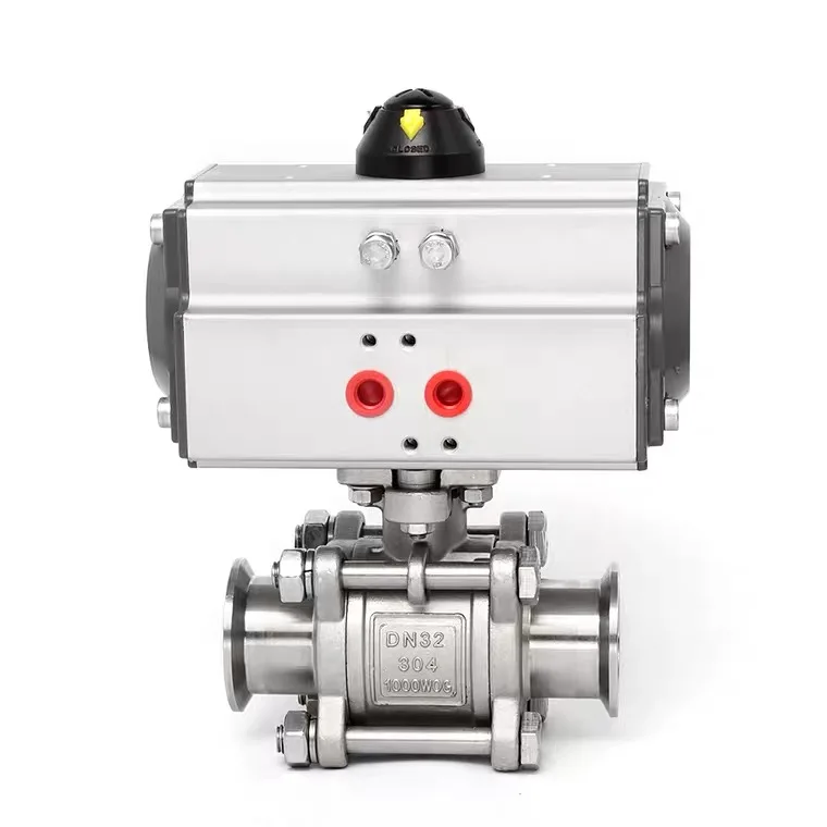 2 Way single double acting 3PCS Threaded Stainless Steel 316 Pneumatic Actuator Control Ball Valve