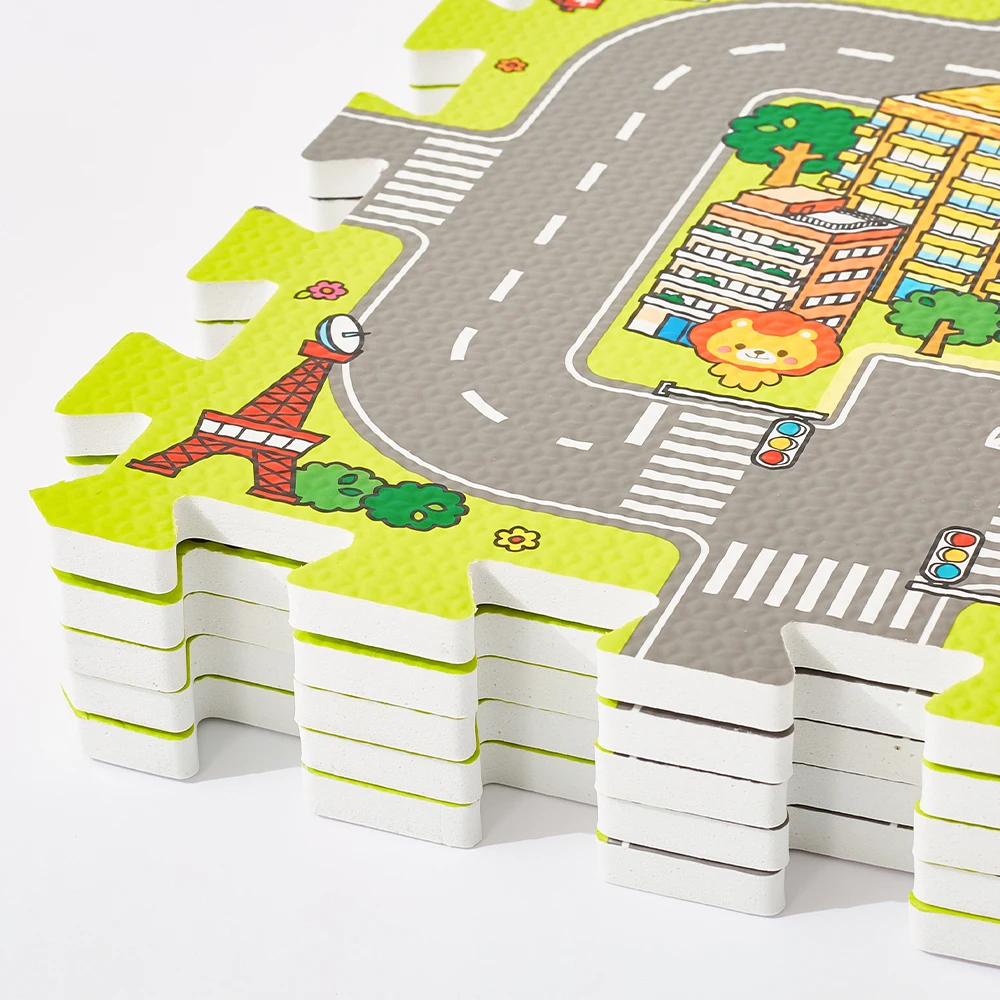 30cm 60cm thickness 1.2cm waterproof baby play floor Interlocking tatami eva foam car puzzle mat for kids soft eva