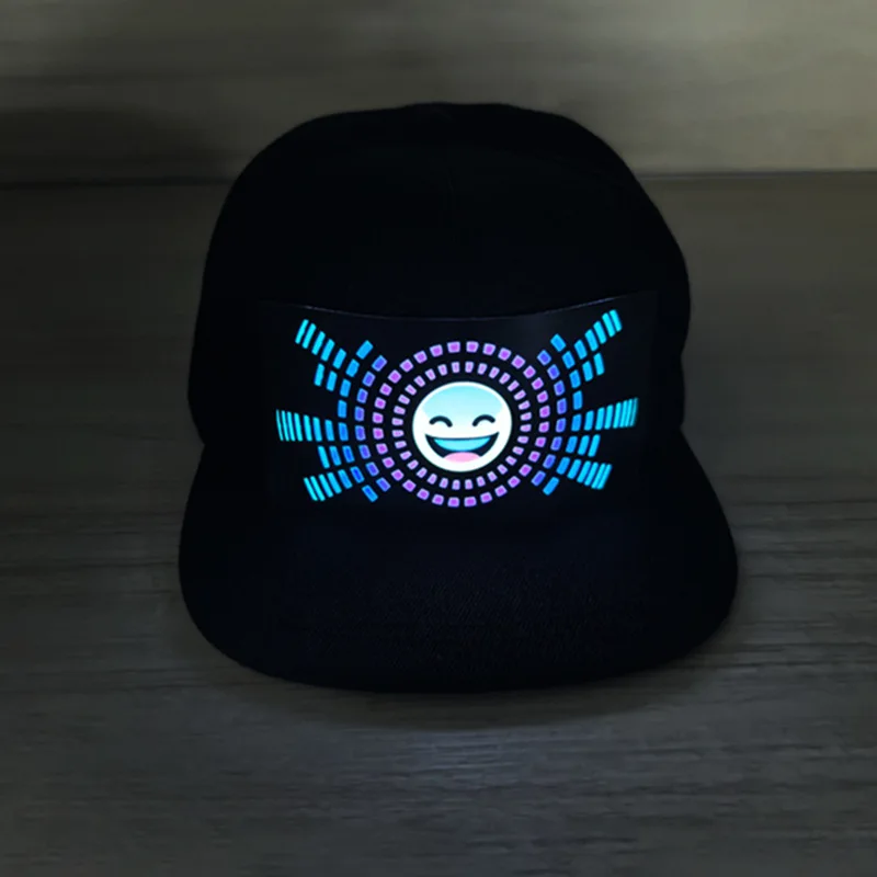 Custom Concert Party EL Panel Glow Hip Hop Hats Mobile Emojis LOGO Luminous Picture Baseball Caps Fan Interactive Light Up hats