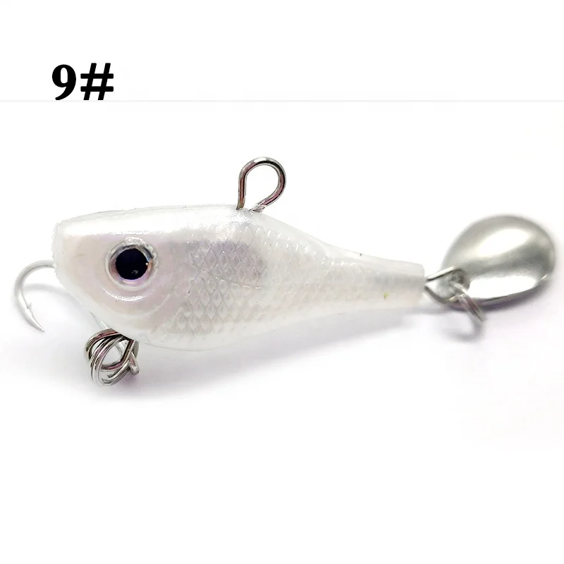 Freshwater Bait Small Soft VIB Fish Lure with Lead Lead Fish 4.5cm 5.5g PVC Jig Head Lure 3D Lure Eyes 9 Colors High Level