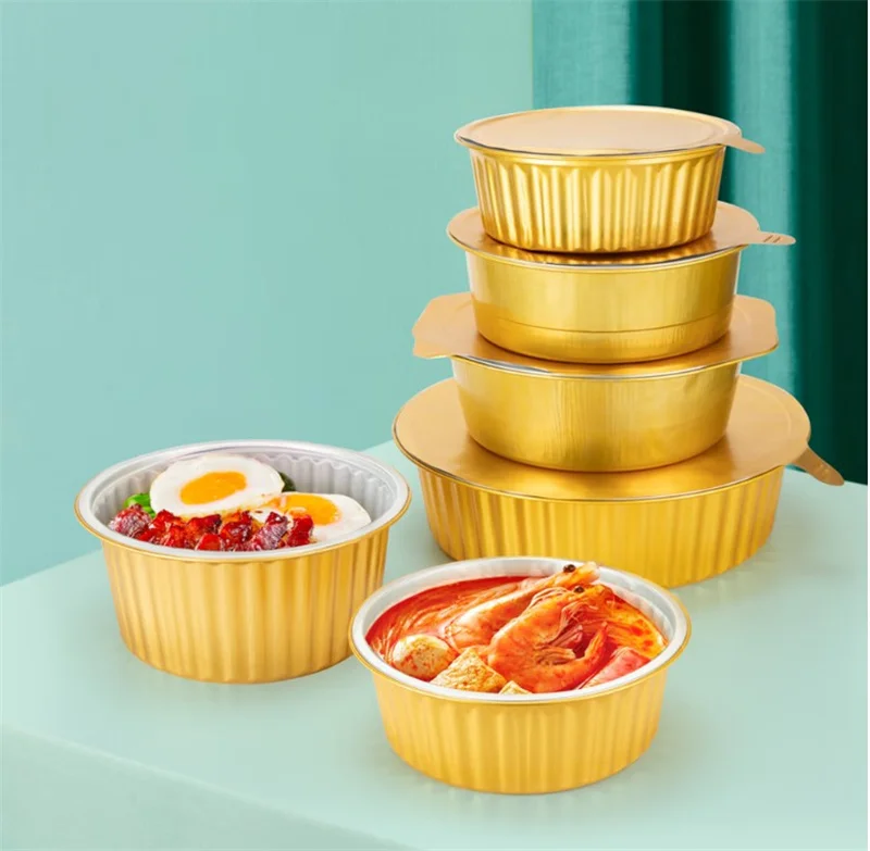 9 Inch Aluminio Descartables Round Aluminum Disposable Aluminium Foil Container Pie Plate Baking Pans With Lids