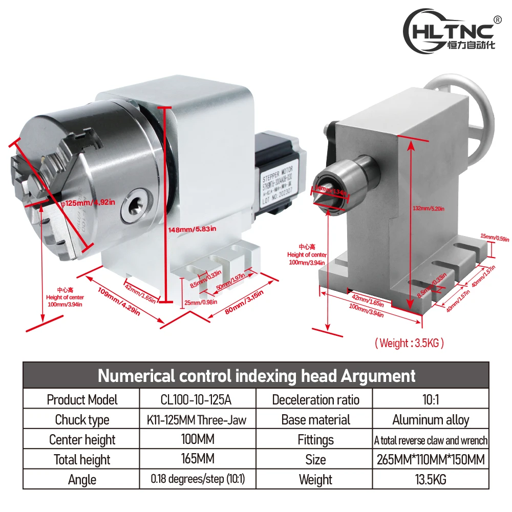 3 jaws Chuck 1:10 CNC 4 Axis Rotary K11-125 Chuck Rotary Axis 4th Axis CNC Rotary table For CNC Router Milling Machine