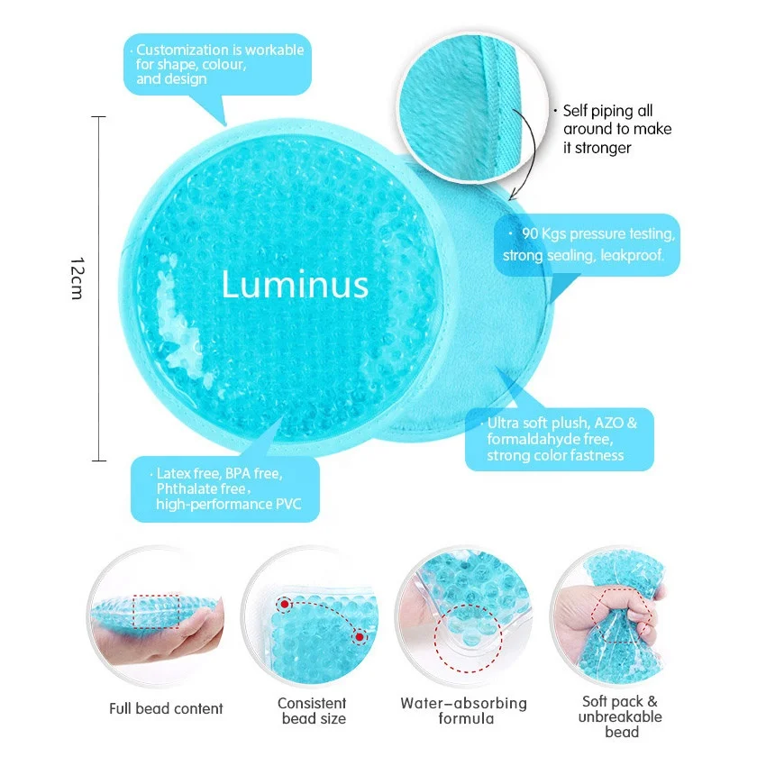 round shaped reusable hot and cold gel beads ice pack