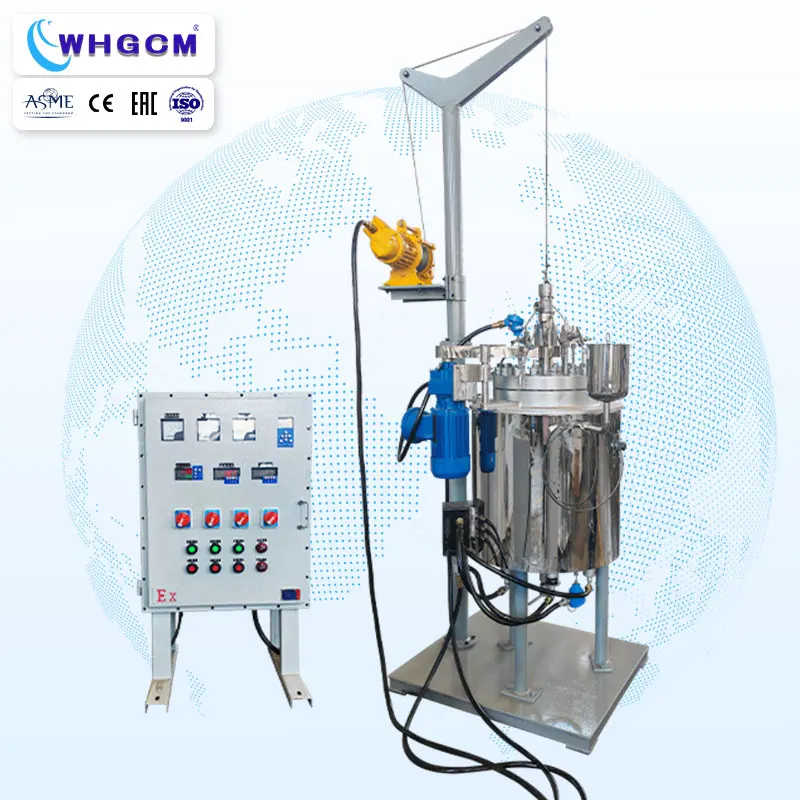 50L Magnetic sealed Stainless steel cladding plate  Reactor with electrical lifting device for easy operation