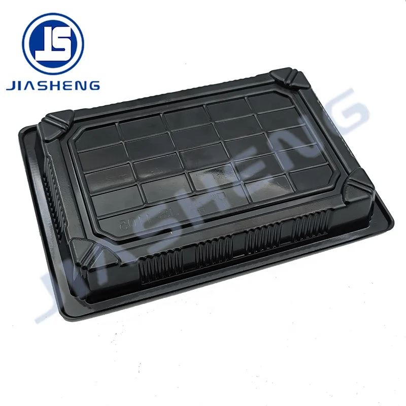 Custom Disposable Plastic Sushi Box Square Plastic Sushi Tray With Clear Lid Blister Food Packing Container