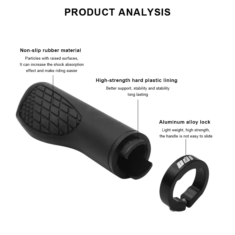 ODI Bicycle Handle with Lock Ring Grips Mountain Cycling Silicone 22.2mm Anti-slip Handlebar Grip for Brompton MTB BMX Folding