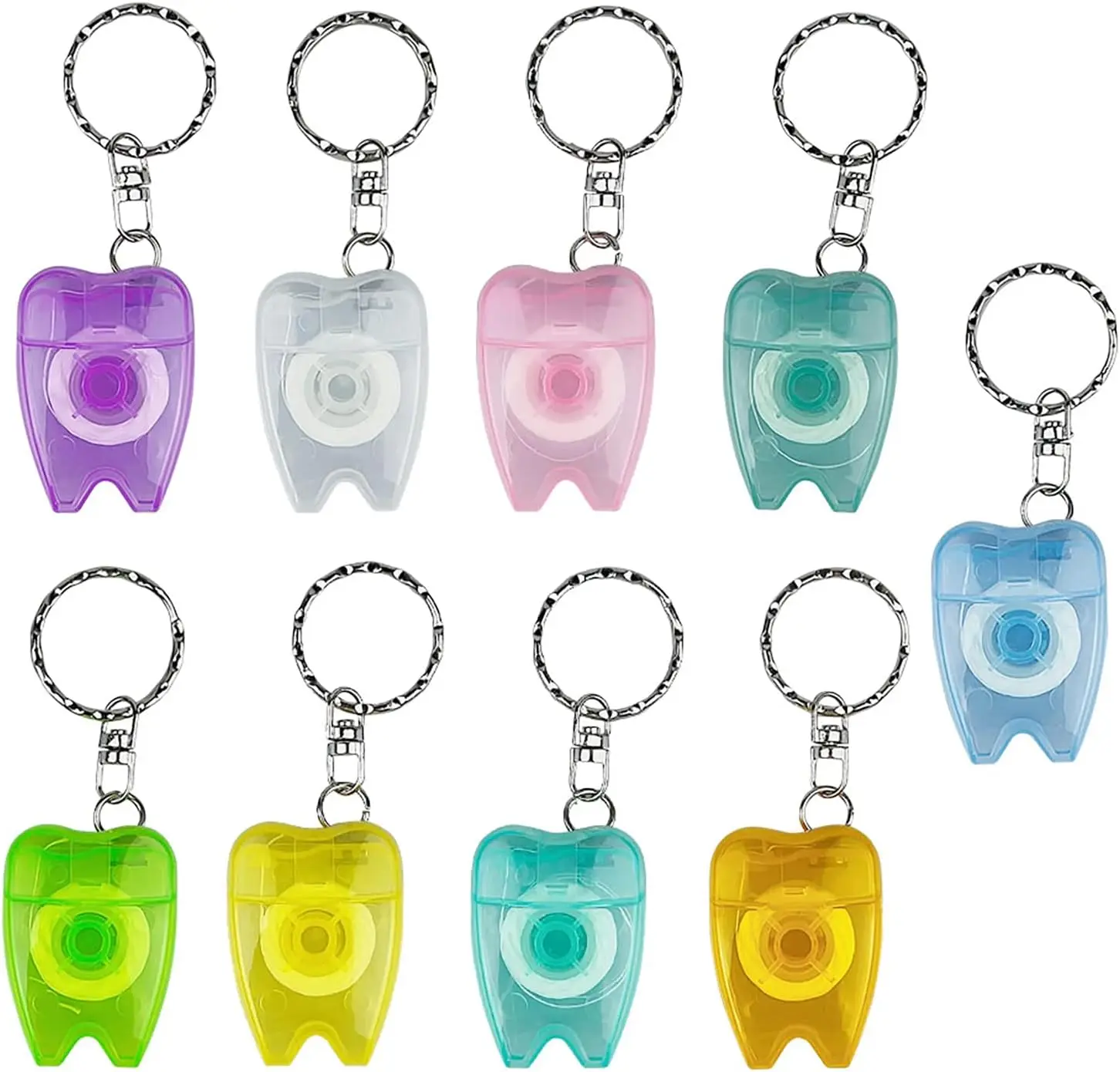 China Factory OEM Portable Mini 15M Tooth Shape Dental Floss with Keychain