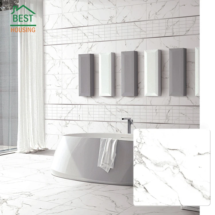 Foshan factory non slip bathroom floor and wall tiles 60*60 karara white floor tiles