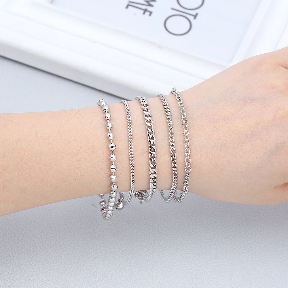 Jxx latest design brass platinum plated bracelet wholesale bead and cuban charm bracelets for women jewelry