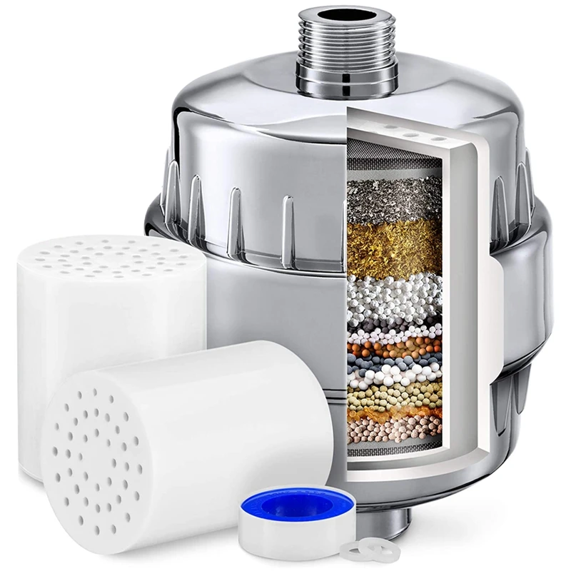 15 этап хромированная насадка для душа Фильтр воды жесткой устраняет хлор Лейка из АБС фильтр