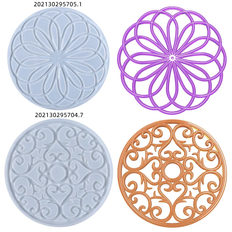 
Eco-friendly Food-safe Material Resin Mold for Cup Mat Hand Making Silicone Molds Epoxy Resin SET Transparent Mould 