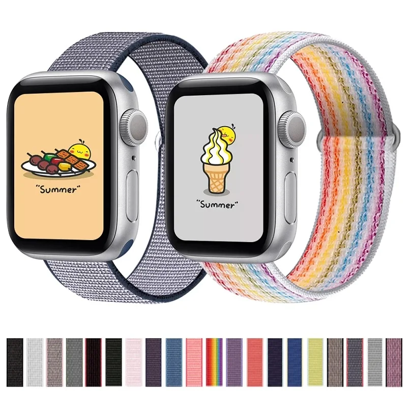 
Fabirc Woven Straps For Apple Watch Serie Se 5 4 3 38mm 42mm Accessorie Wristband Bracelet Sport Nylon Loop Watch Band 