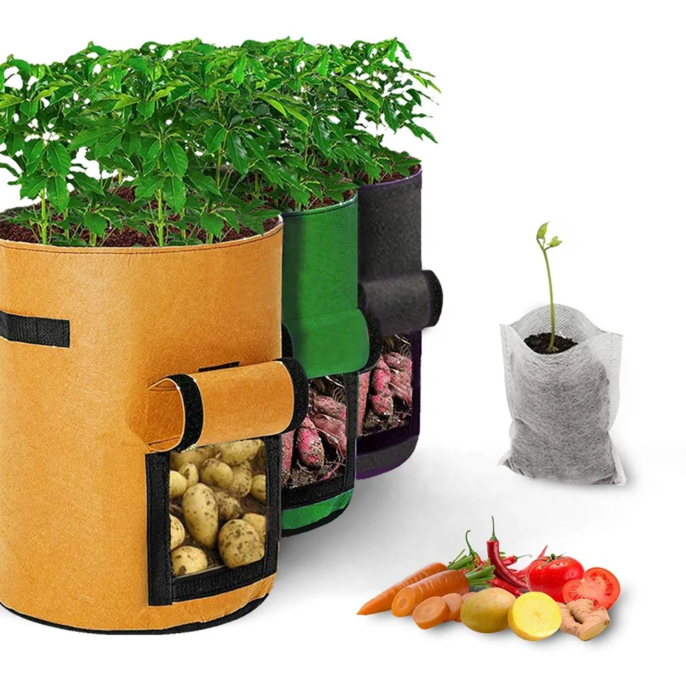 Cheap customized 1 3 5 7 10 20 30 50 100 Gallon Planter Grow Bags Aeration Grow Pots Garden Potato Felt Fabric plant Grow Bags