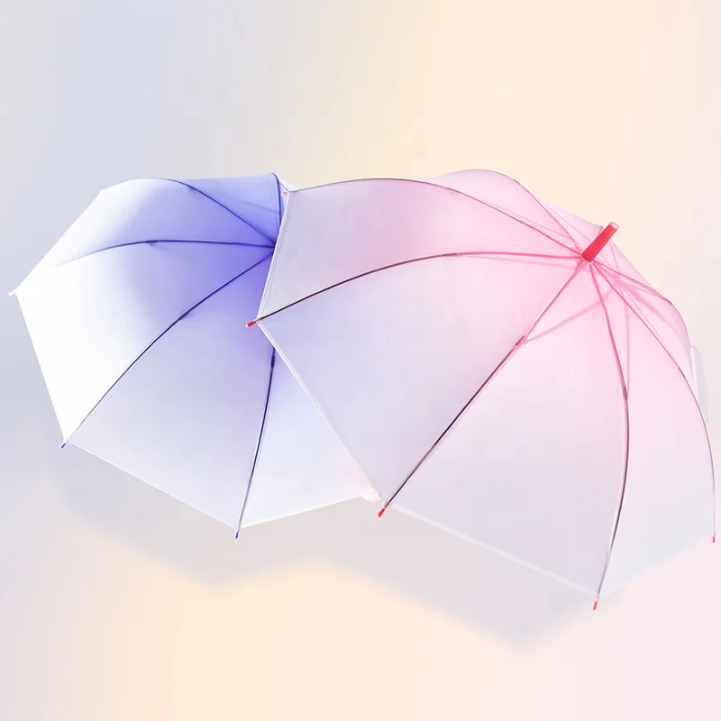 RST 21 inches beautiful gradient umbrella EVA semi clear umbrella for both kids and adults transparent umbrella