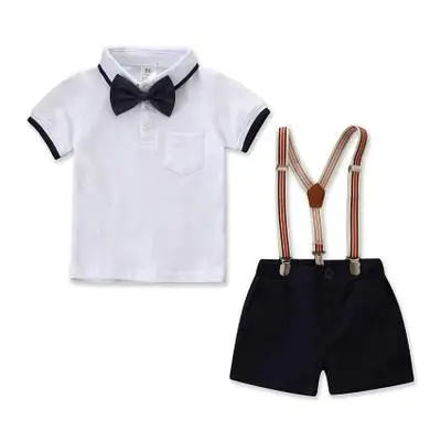 
Summer Baby Boys Clothes Set Gentleman Tie T-shirt And Shorts 2pcs Outfit Clothes For Kids Suit 