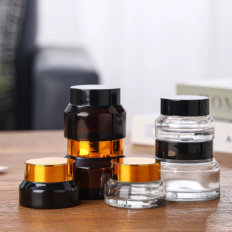 High Quality 3g 5g 10g Oil Lip Balm Wax Cosmetics Glass Containers Jar for hemp seed oil Airtight with bamboo wood grain lids