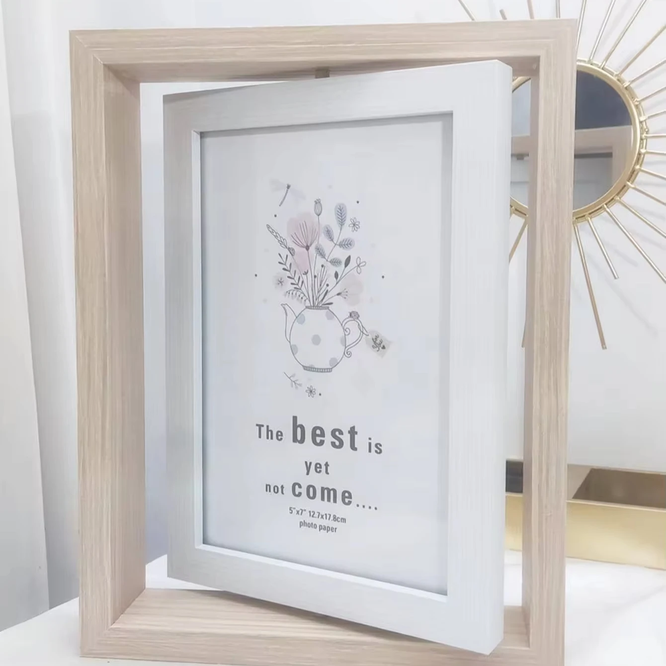 MDF wood photo frame 4*6 5*7 6*8 rotating picture frames creative  fashionable with natural modern style wholesale