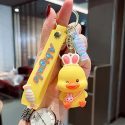 Wholesale Cute Duck Keychain Creative Little Duck Car Key Chain Ornament School Bag Pendant Soft Rubber Doll Keyring