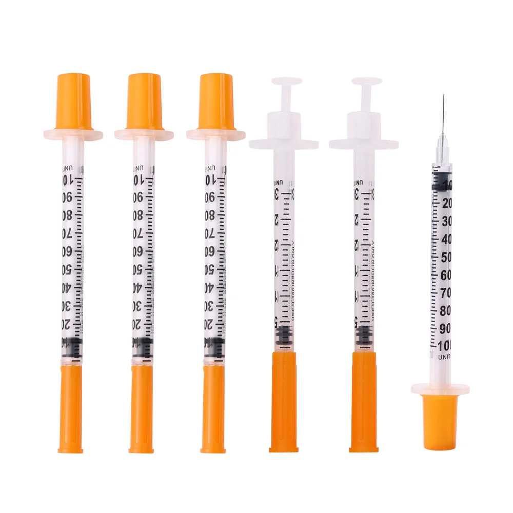 100pcs Brand Medical Instrument 0.3ml 0.5ml 1ml  U-100 U-40 Insulin Syringe with Fixed Ultra Fine Needle