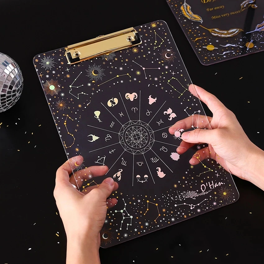  Зажим для письменной доски серии Starry Sky Детские канцелярские принадлежности A4 бумага акриловая подкладка шина прозрачные перья зажим