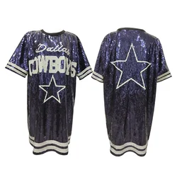 YIZHIQIU Sequin Jersey Dress Women Custom Dallas Cowboys jersey