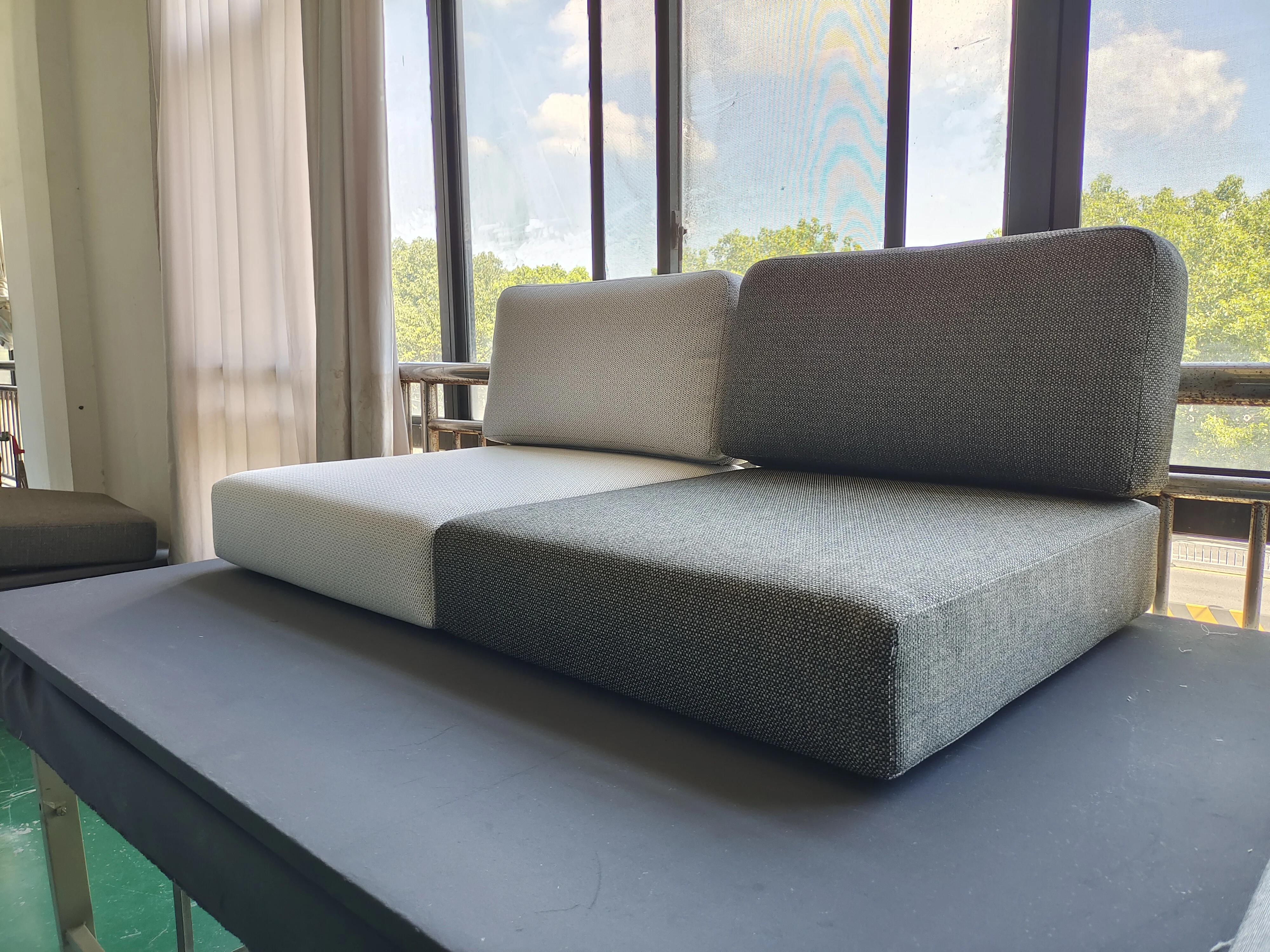 Customized Luxury 2-Seat Outdoor Garden Sofa Cushion with Cover Olefin Waterproof Foam for Courtyard Two Sets Available