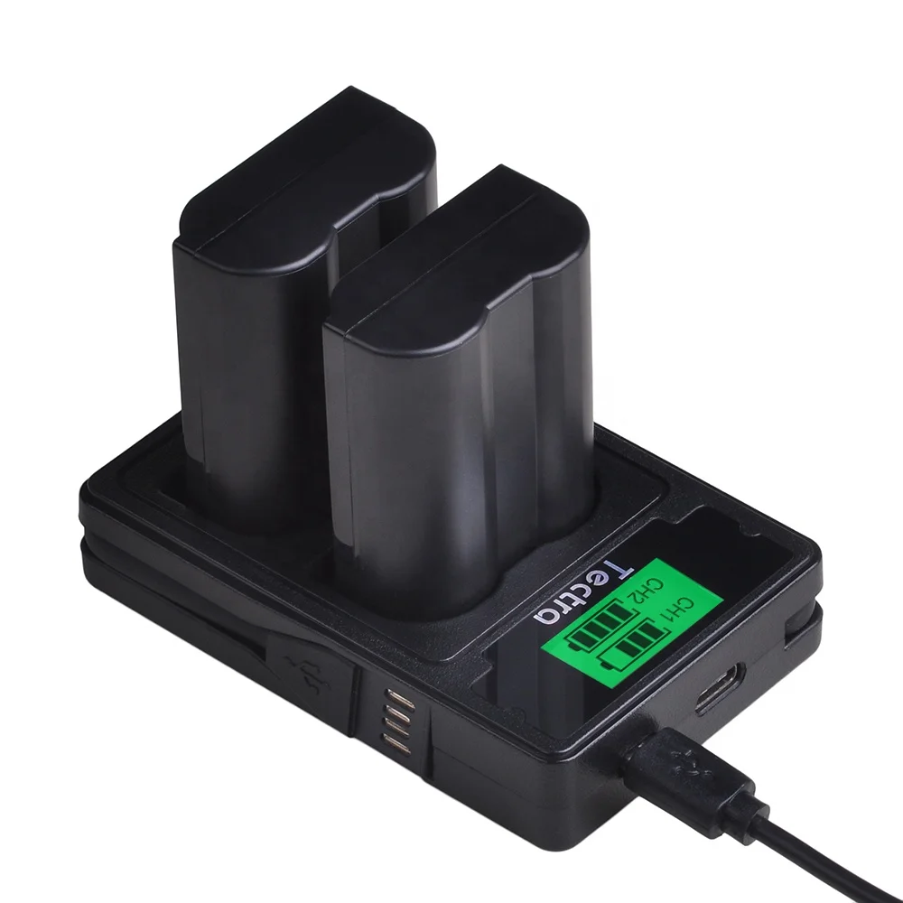 ENEL15 EN-EL15 EN EL15A LCD Dual Charger with Type C port for Nikon D850 D7000 D600 D810 D750 D610 D7500 D7200 MH-25