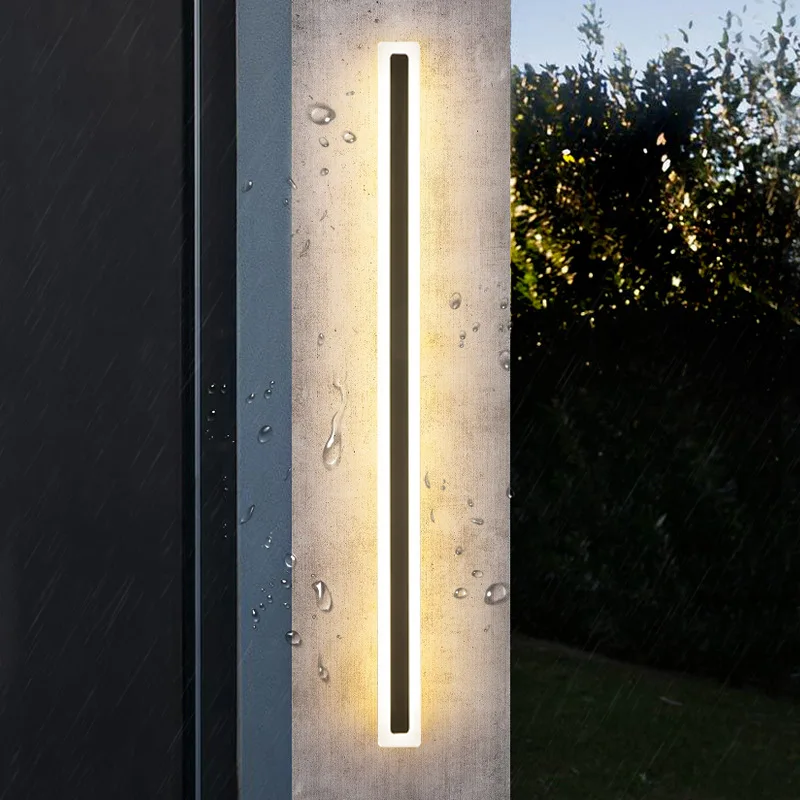 Modern IP65 Waterproof Outdoor Long Strip LED Wall Bracket Lamp Aluminum Wall Light Decoration Garden Porch Sconce Light