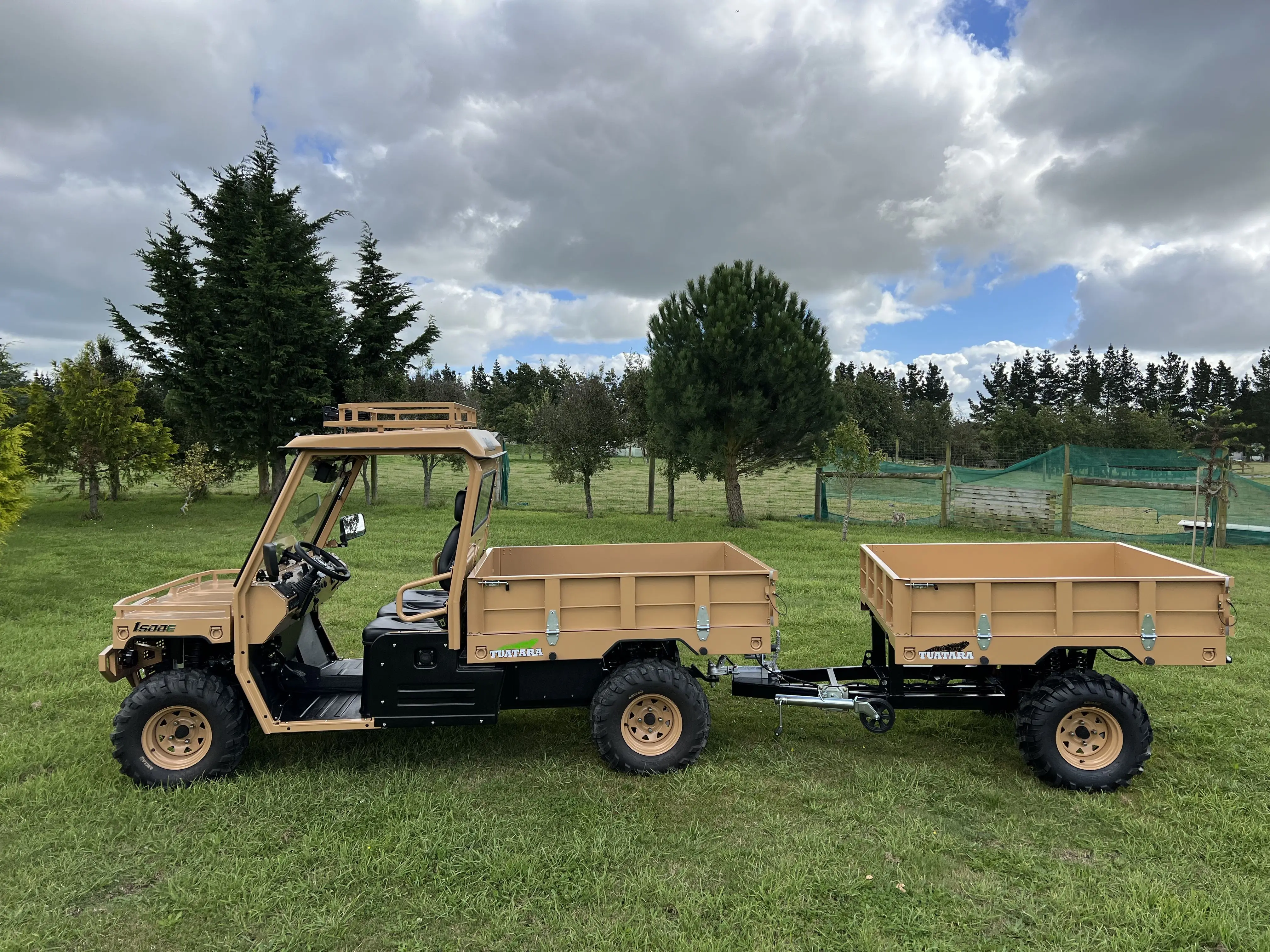 Utility Pull Farm Vehicle Long  Trailer Atv With Inertia Brakes And Electric Hoist