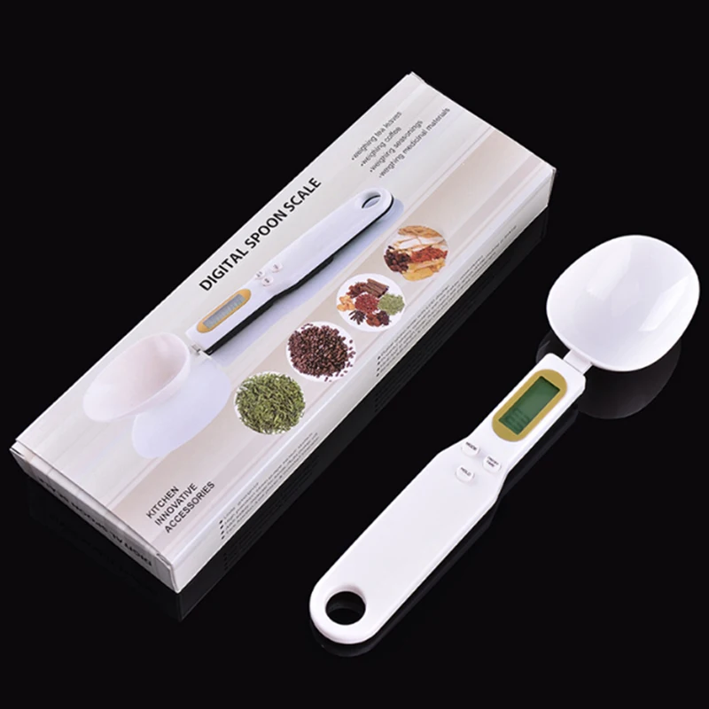 500g Weight Check Black White Smart Electronic Household Kitchen Scale Spoon Scales