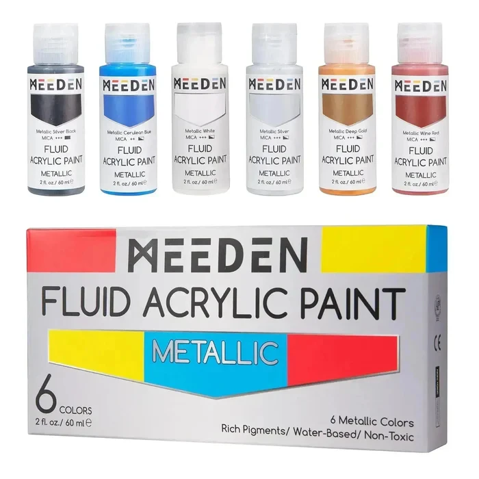 MEEDEN Premium Metallic Colores Art Acrylic Paint Set with Golden Acrylic Paint