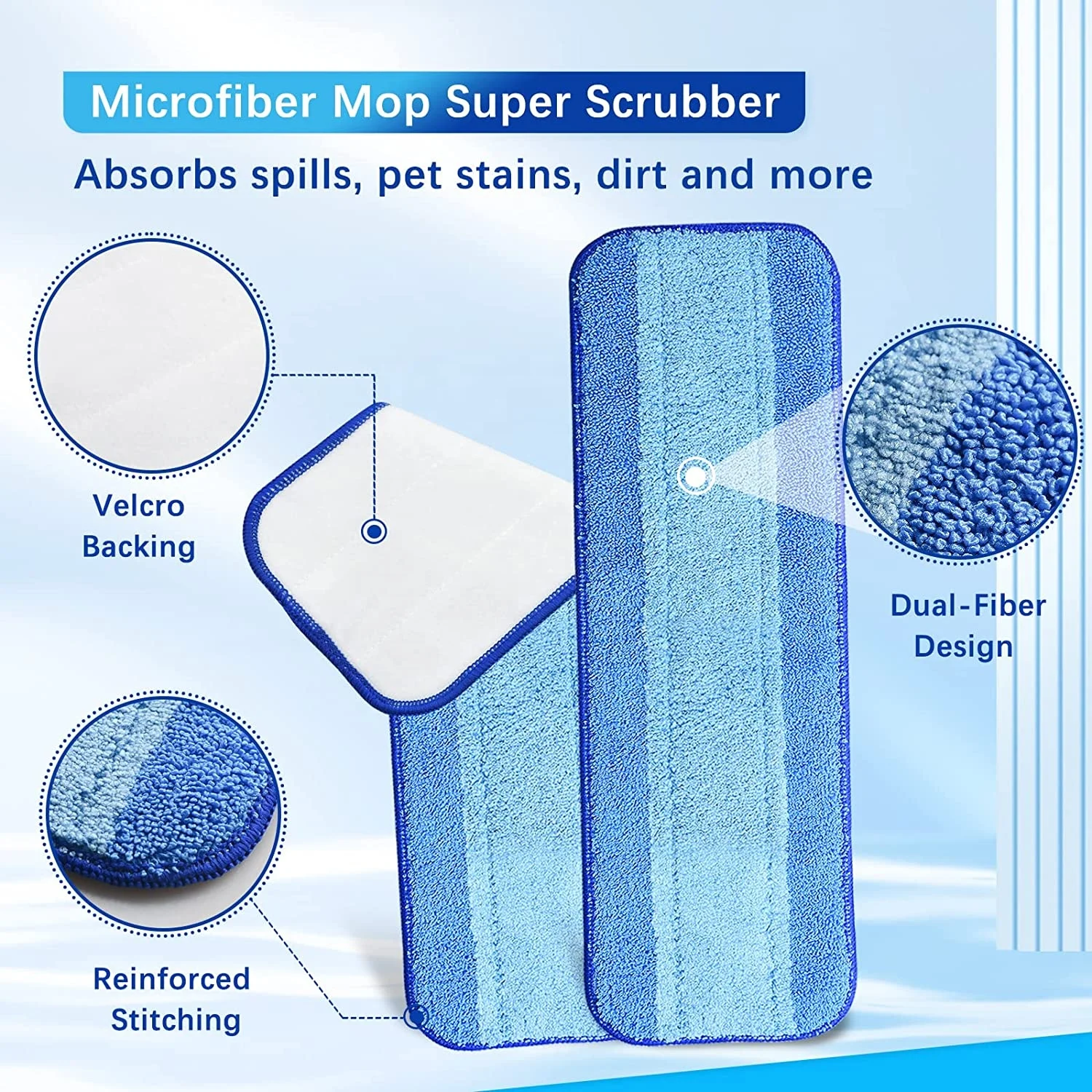 Compatible with Bona Customizable Commercial Use Quick Connect Aluminum Flat Mop Pads Reusable House Floor Dust Mop