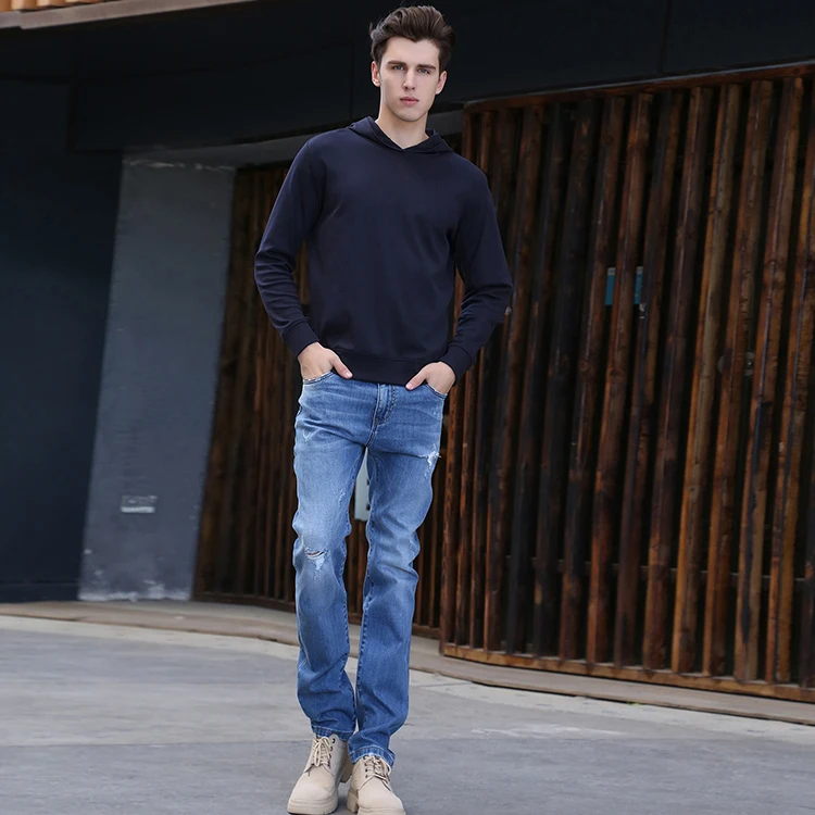 GuangXi Factory Supply Custom Slim Fit Low Rise Damage Jeans for Men Ripped Acid Wash Denim Jeans