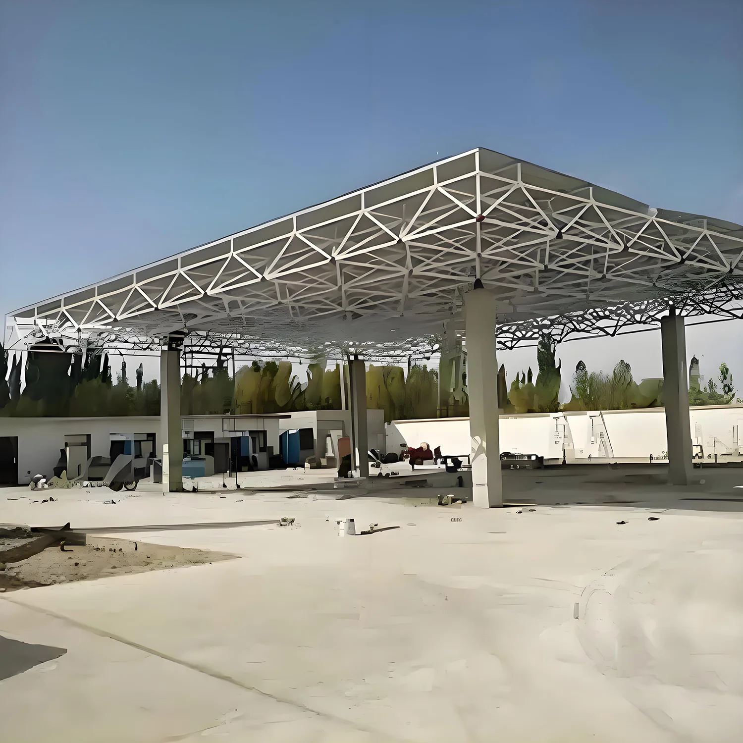 Innovative Structure Steel Roof Shelter For Car Parking Structural Space Frame Steel Gas Station