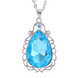 Fashion Sofia Magic Gem Necklace Jewelry Princess First Amulet Alloy Chain Teardrop Crystal Pendant Necklaces Gift for Girls