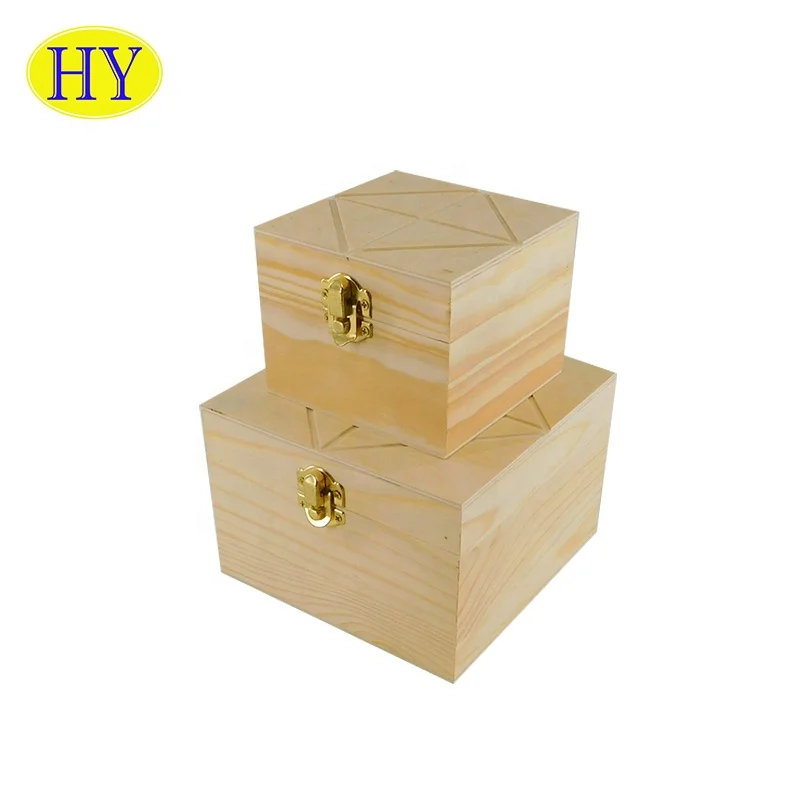Wholesale Luxury Unfinished Small Square Gift Custom Logo Wood Box